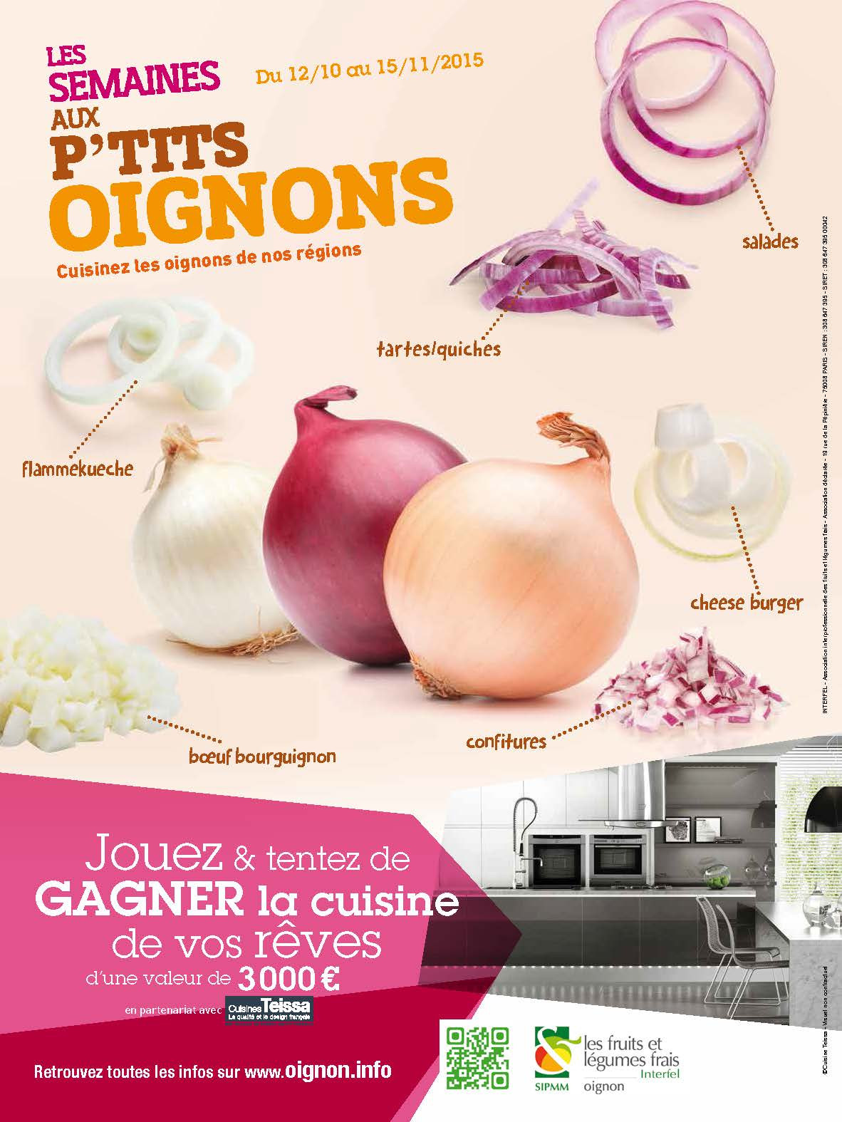 L’oignon, condiment star de nos recettes automne-hiver !   2e édition des « Semaines Aux P’tits Oignons » du 12 octobre au 15 novembre 2015