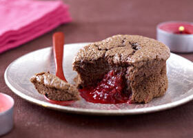 Moelleux au chocolat coeur fondant aux framboises