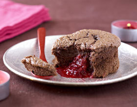 Moelleux au chocolat coeur fondant aux framboises