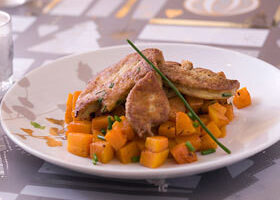 Foie gras poêlé à la courge butternut