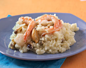 Risotto aux pétoncles, crevettes et moules
