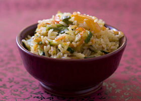 Wok de riz sauté aux légumes
