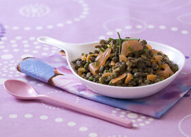 Salade de lentilles au saumon fumé