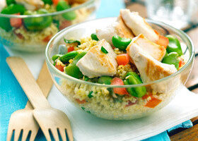 Taboulé d&rsquo;émincé de poulet fermier aux fèves fraîches