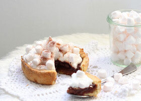 Recette remixée : tarte chocolat chaud et chamallow
