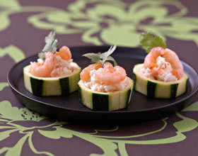 Toasts de courgette au surimi et crevettes