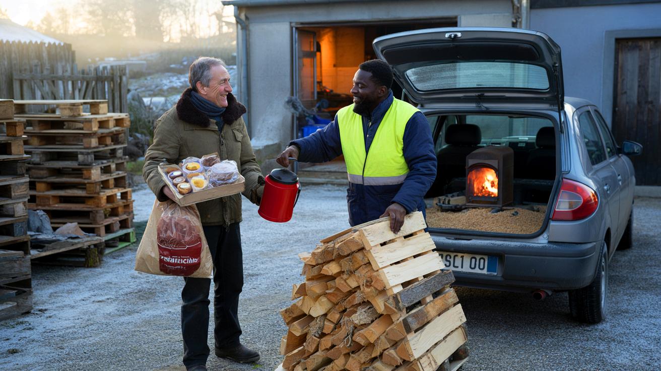 Bois de chauffage gratuit à Pouancé : ce troc OSE transforme des palettes en chaleur contre un café, 2 tonnes valent 600 à 800 €
