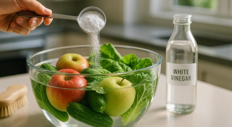 Ce bain au bicarbonate 10 g/L élimine un maximum de pesticides sur fruits et légumes en 15 min