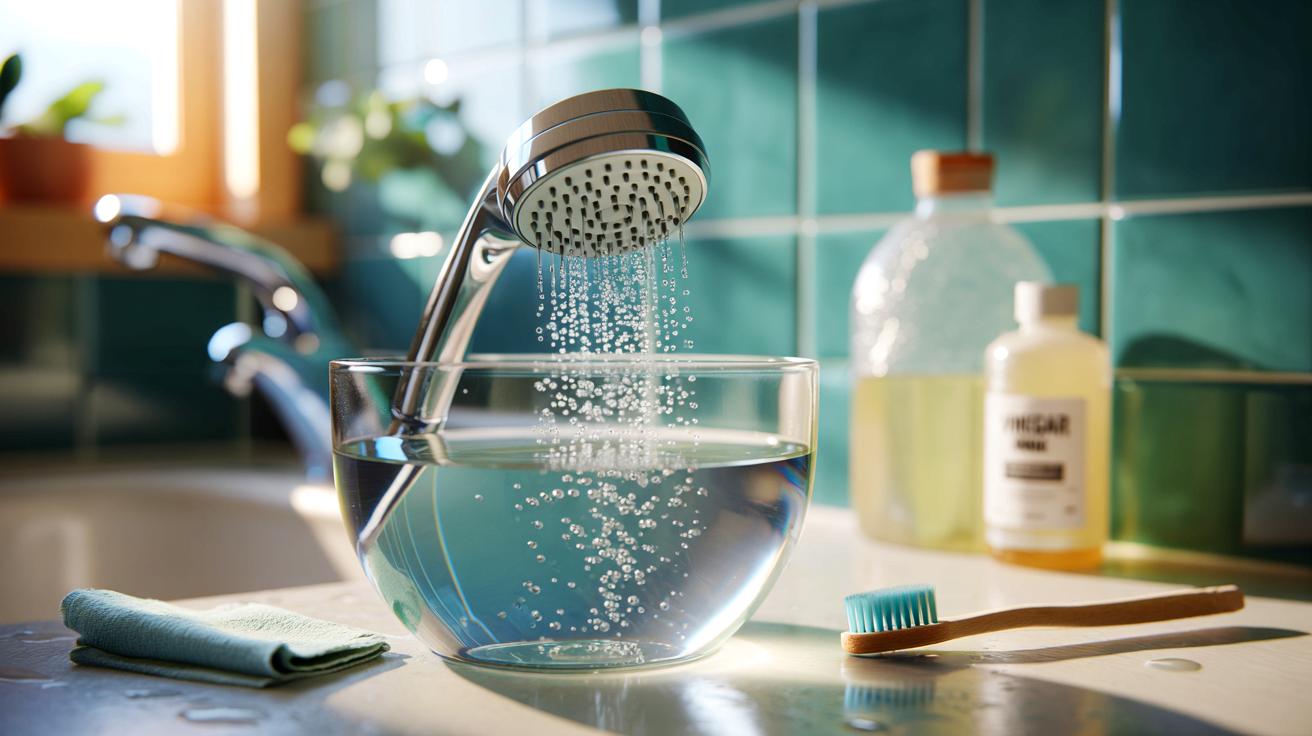Ce bain de 1 litre au vinaigre blanc pour un pommeau de douche bouché : la méthode simple en 20 minutes qui change tout