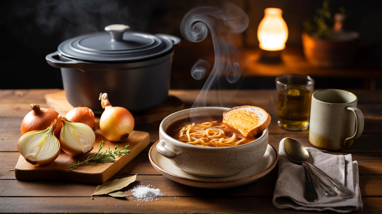 Ce bol de soupe à l’oignon le soir: 3 effets concrets sur le sommeil quand les nuits rallongent, avec 700 g d’oignons et une cuisson douce