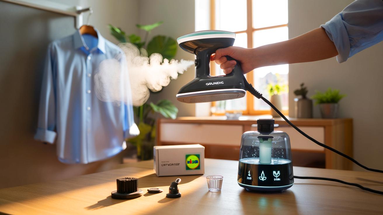 Ce défroisseur Lidl Grundig à 24,99 € promet d’alléger vos matinées: 1600 W et prêt en 35 secondes, réservoir 230 ml et modes éco/normal