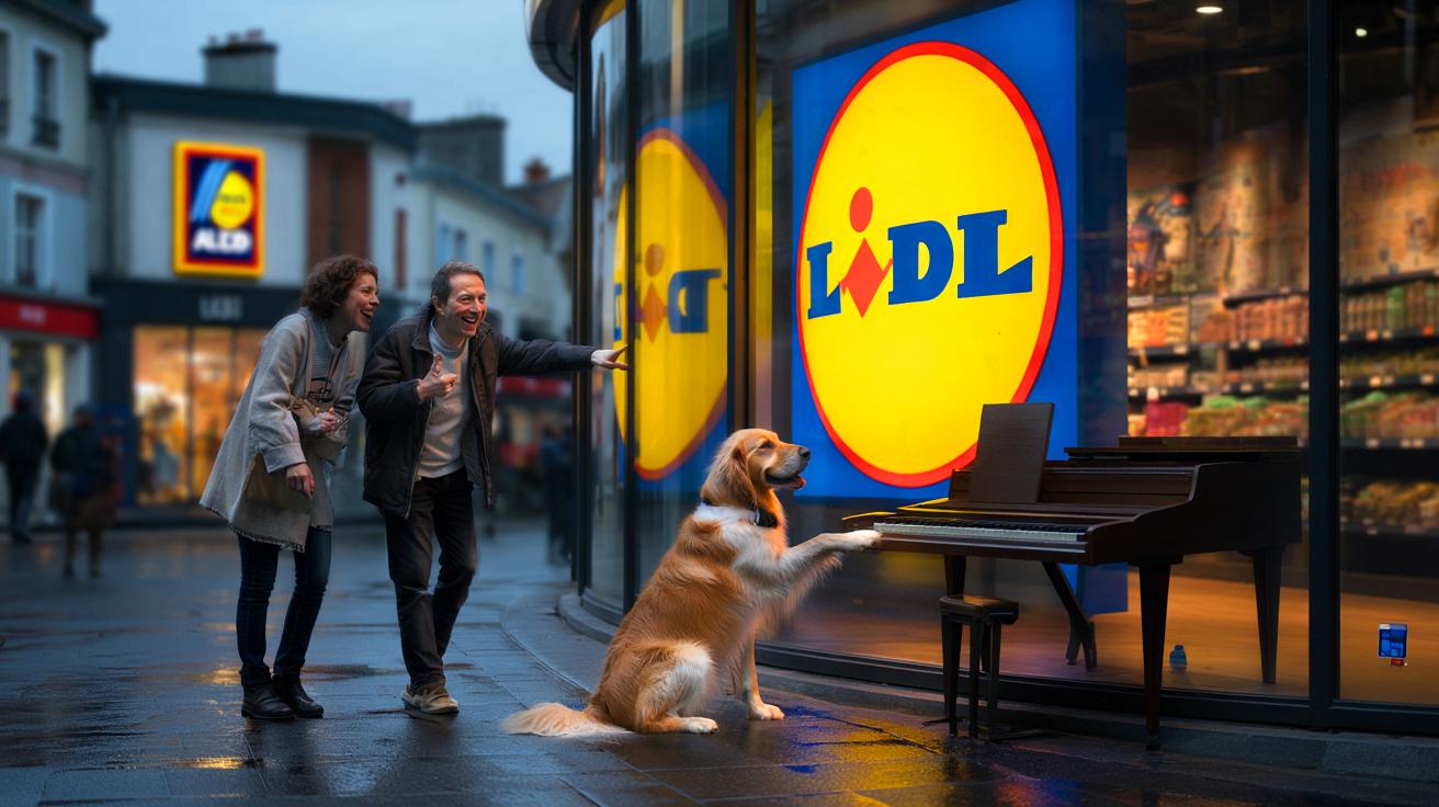 Ce détail caché du logo Lidl sur TikTok : le chien pianiste qui fascine les clients français et embarrasse Aldi