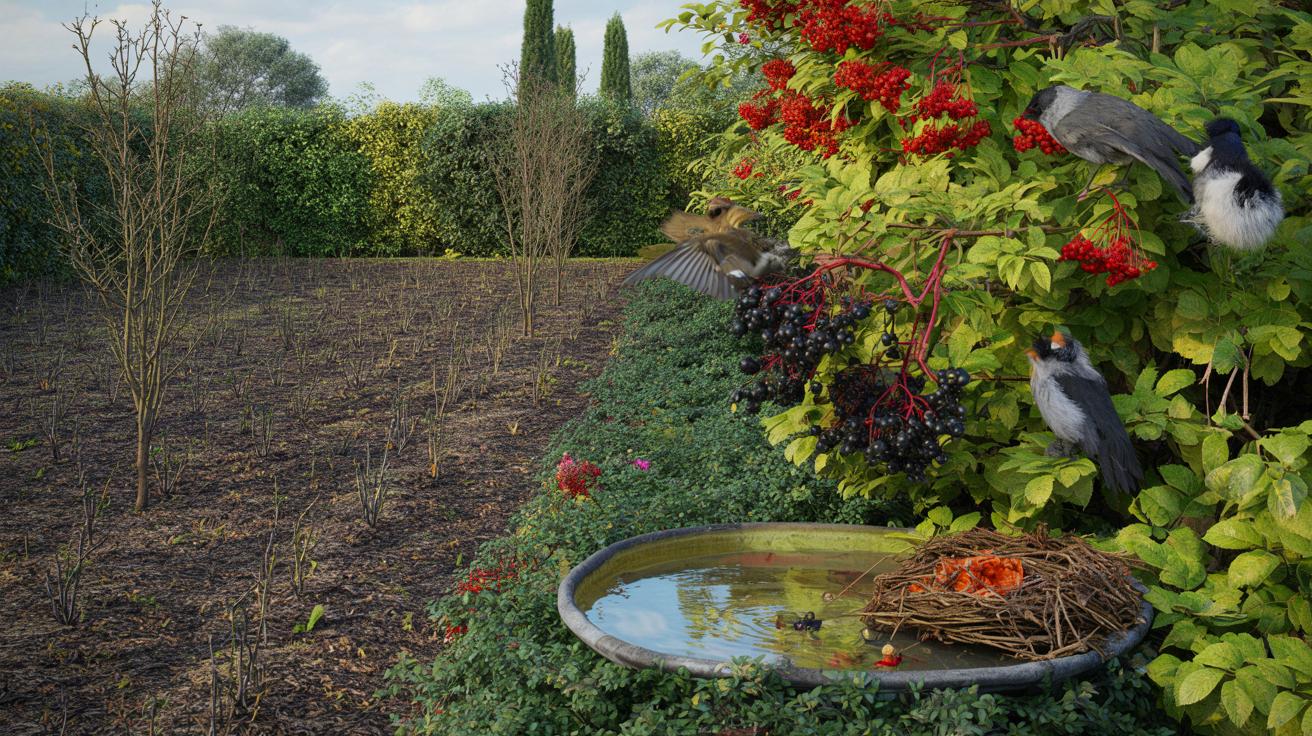 Ce détail négligé en octobre vide vos massifs d’oiseaux : voici comment le sureau noir et l’aubépine relancent la vie au jardin