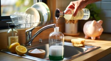 Ce geste avec 200 ml de liquide vaisselle et vinaigre blanc rend la vaisselle impeccable et fait baisser la facture en 2025