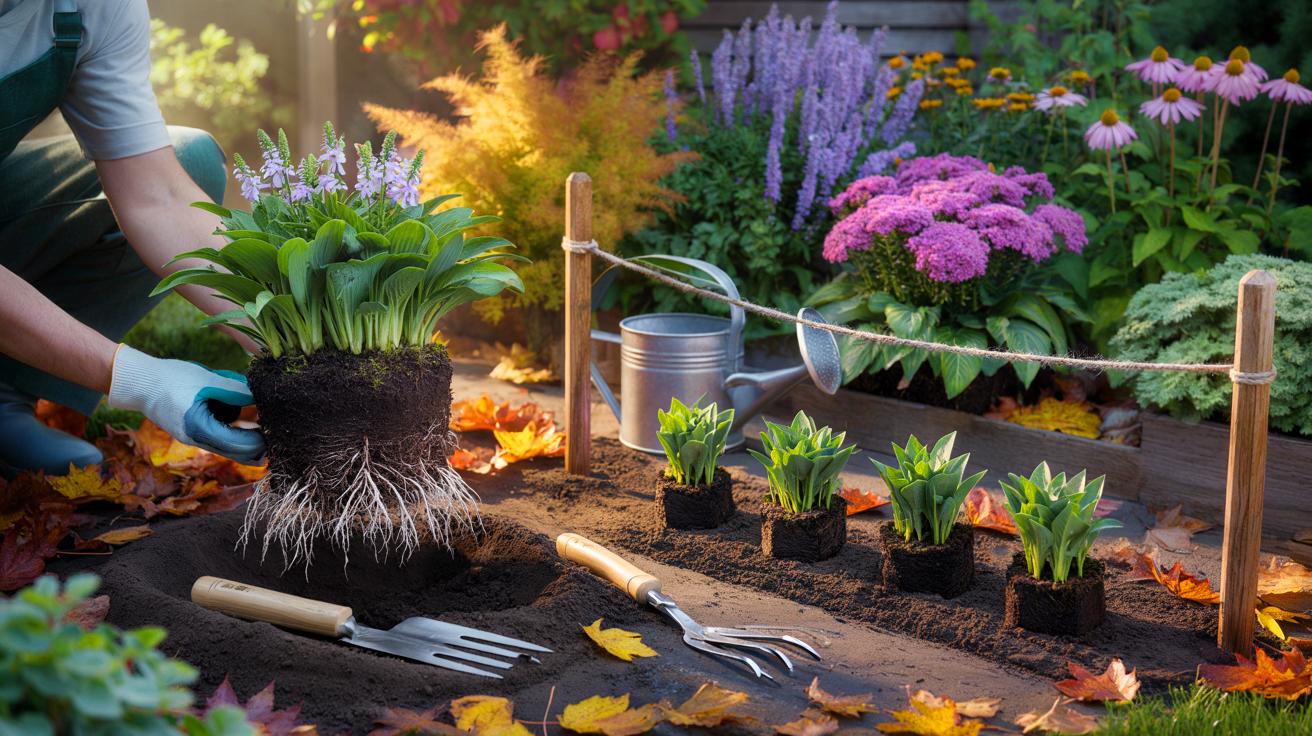 Ce geste de fin octobre sur les vivaces : tripler ses massifs et économiser, avec des éclats plantés à 30 à 40 cm et surveillés quinze jours