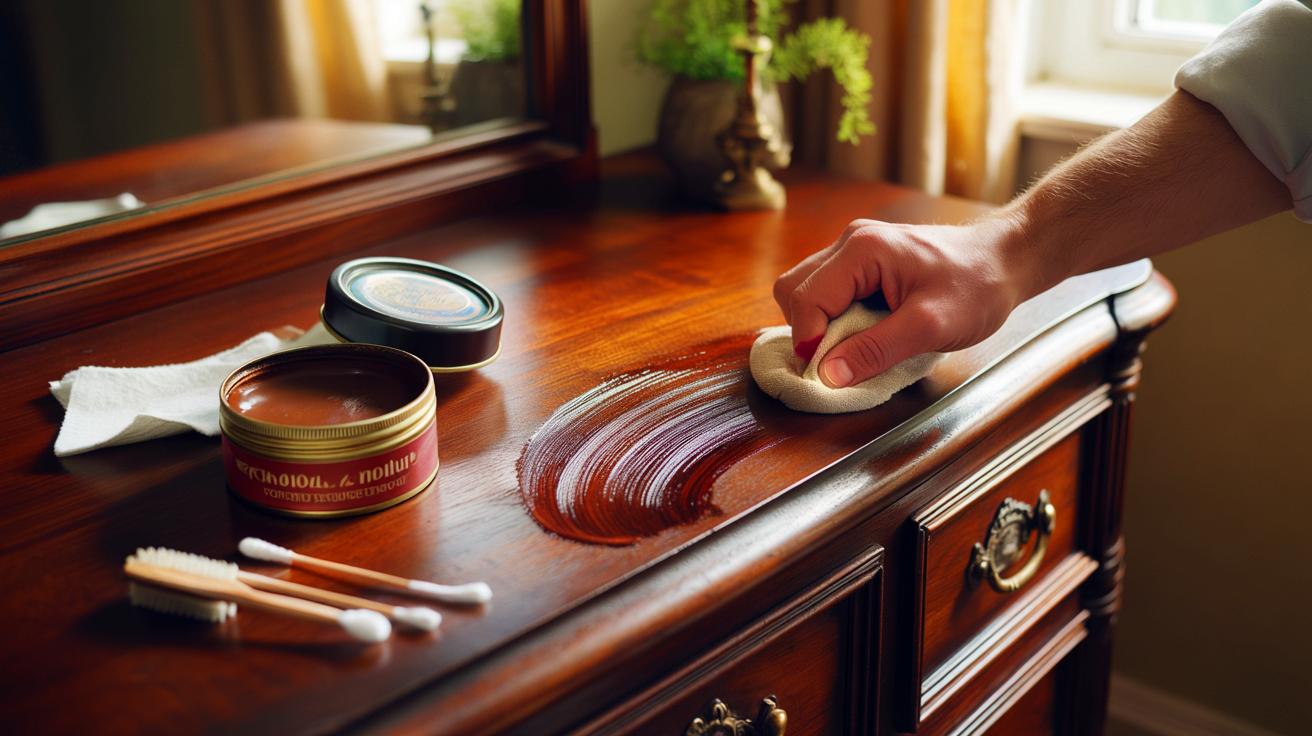 Ce geste oublié pour les meubles anciens : 5 minutes chrono, 90 % des rayures masquées avec du cirage à chaussures
