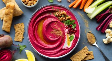 Ce houmous à la betterave onctueux: voici l’apéro qui surprend, 250 g de betterave et 265 g de pois chiches pour une texture velours