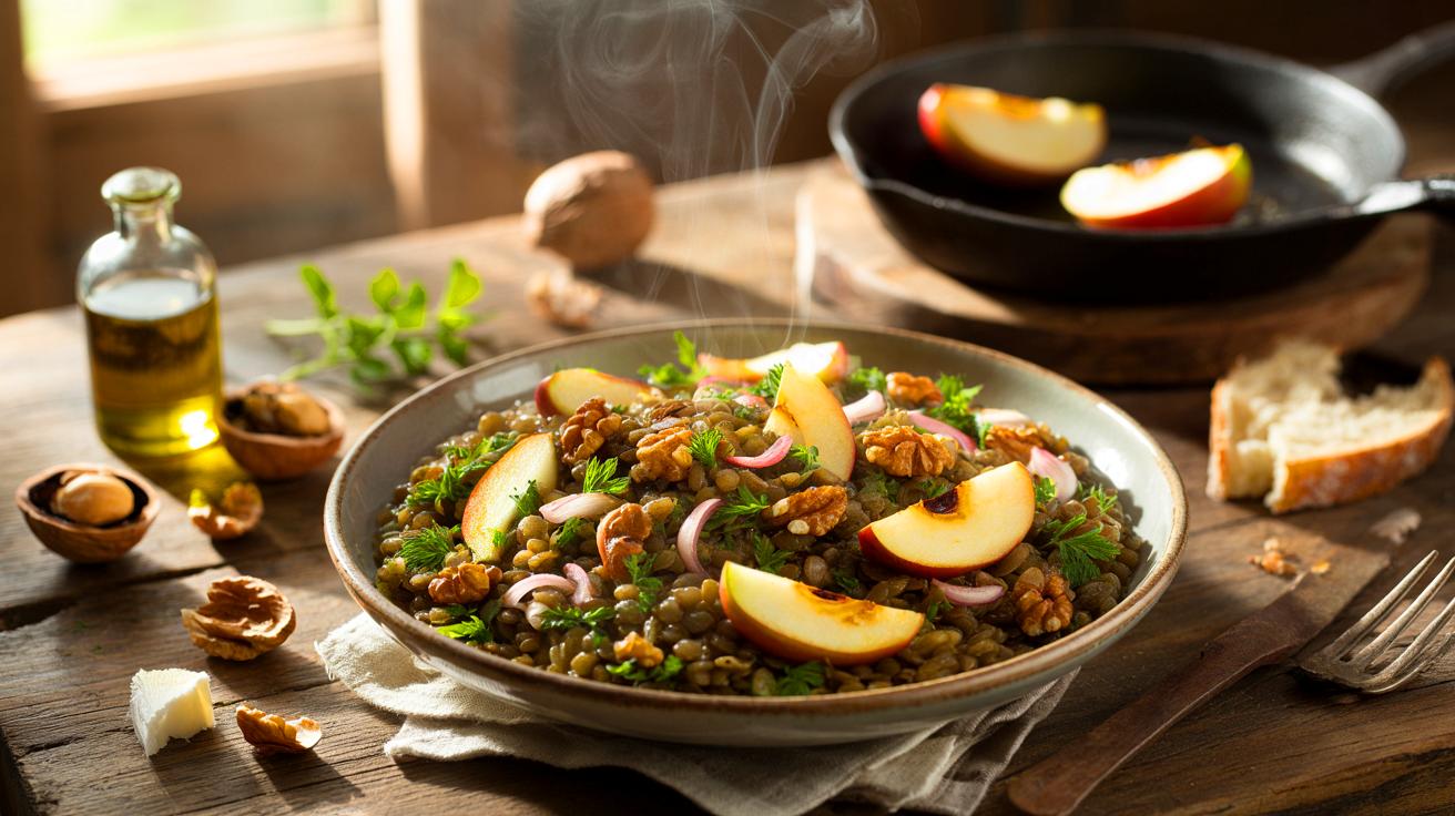 Ce mariage lentilles et pommes rôties en 15 minutes: la salade tiède d’automne qui réveille les tables françaises