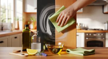 Ce mélange à l’huile d’olive et vinaigre blanc dégraisse les placards en 5 minutes : la recette de grand-mère qui revient en 2025