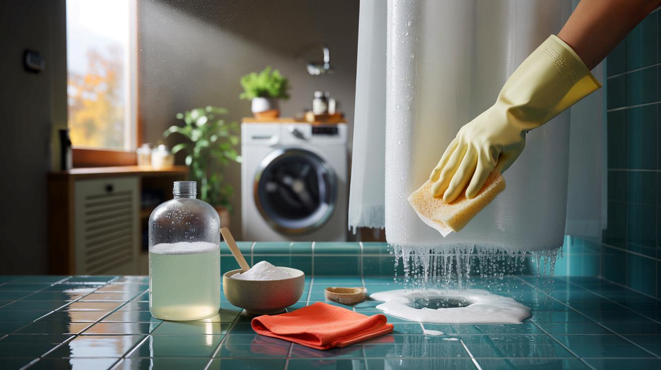 Ce piège du lavage en machine ruine l’imperméabilité du rideau de douche : voici la méthode en 30 minutes au vinaigre blanc