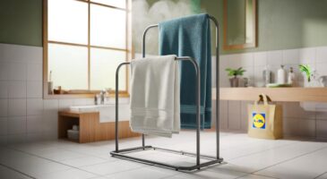 Ce porte-serviettes Lidl à 15 € promet des matins plus simples : deux barres, métal noir et 3 ans de garantie pour une salle de bain nette