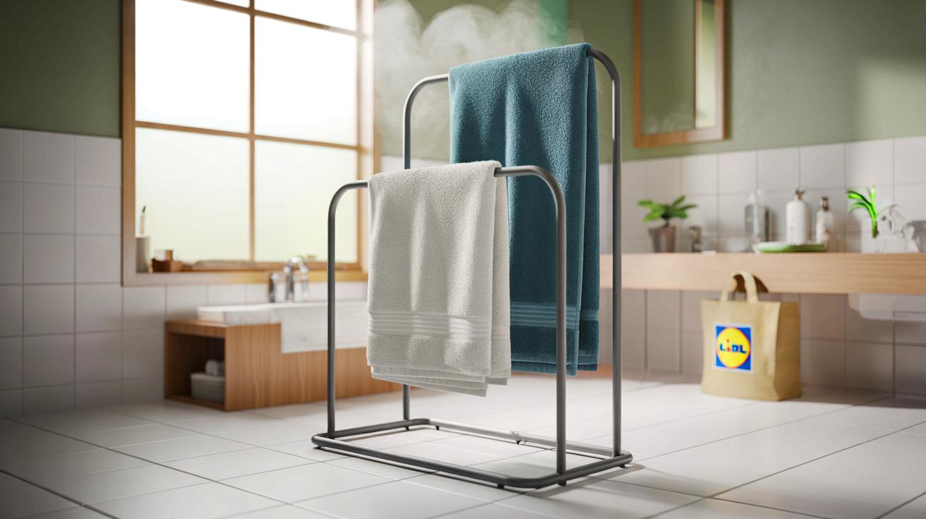 Ce porte-serviettes Lidl à 15 € promet des matins plus simples : deux barres, métal noir et 3 ans de garantie pour une salle de bain nette