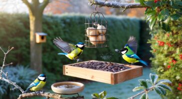 Ce réflexe d’expert dès novembre pour les mésanges : un point de nourrissage avec graines de tournesol et boules de graisse pour éviter leur fuite