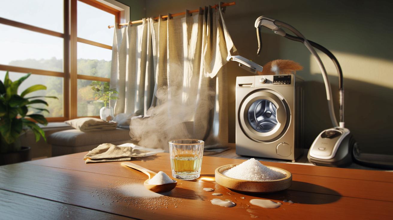 Ce rituel en 3 gestes rend les rideaux ternes impeccables : 0,5 verre de vinaigre, 1 cuillère d’amidon et lavage à 30 °c