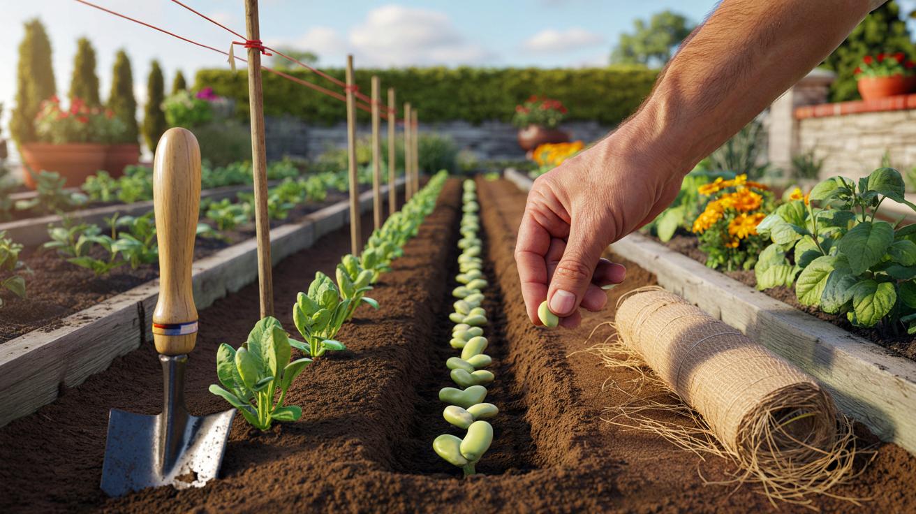 Ce semis de fèves d’automne, voici la méthode 40 cm et 5 cm pour des récoltes en avril ou mai dans les régions au climat doux