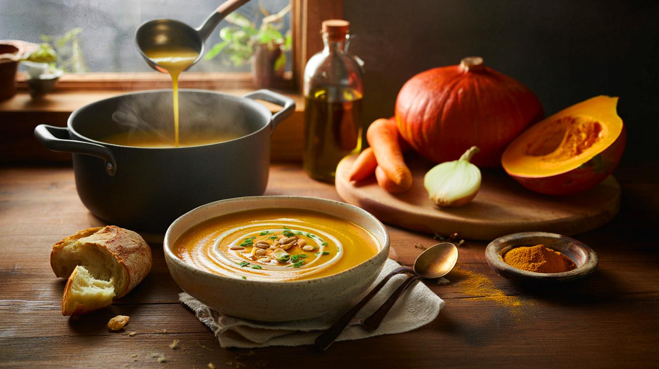 Ce velouté au potimarron de 1 kg en 30 minutes, voici la soupe dorée qui réchauffe mieux qu’un feu de cheminée