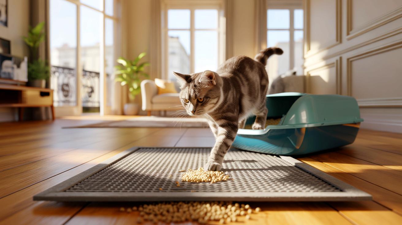 Empêcher votre chat de disperser la litière partout : ce tapis absorbant à double couche gagne du terrain en France