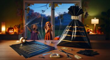 Halloween : ce tuto en 9 étapes pour faire des toiles d&rsquo;araignée avec 2 sacs-poubelle bluffe les enfants
