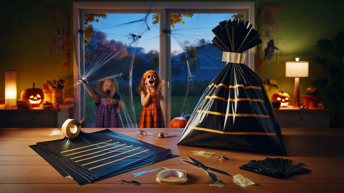Halloween : ce tuto en 9 étapes pour faire des toiles d&rsquo;araignée avec 2 sacs-poubelle bluffe les enfants