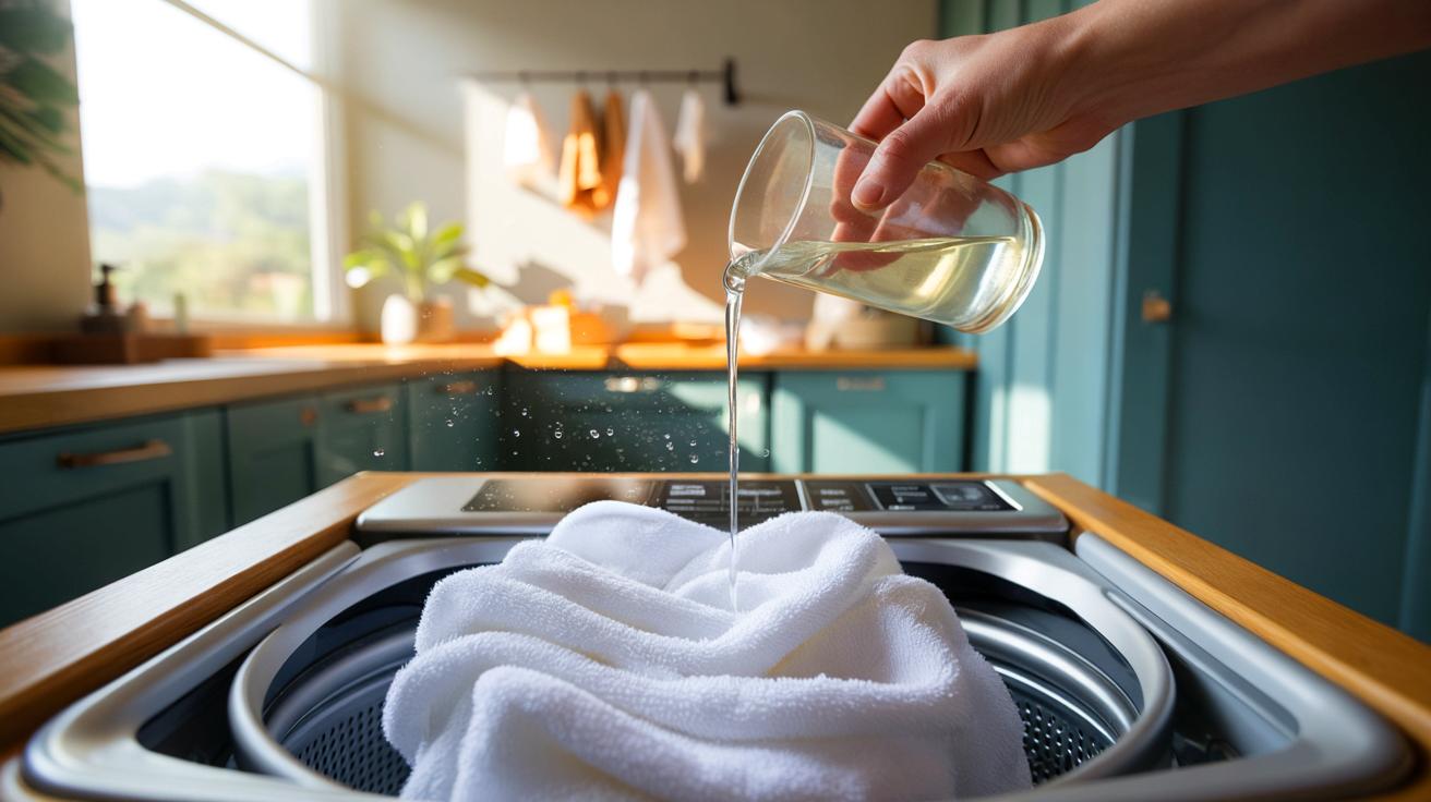 Serviettes qui puent même propres : ce geste à 60°C et un verre de vinaigre changent tout dans la machine