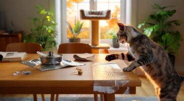 Stop aux chats acrobates : ce ruban double-face et une astuce de surface instable qui rendent la table beaucoup moins tentante en 2025