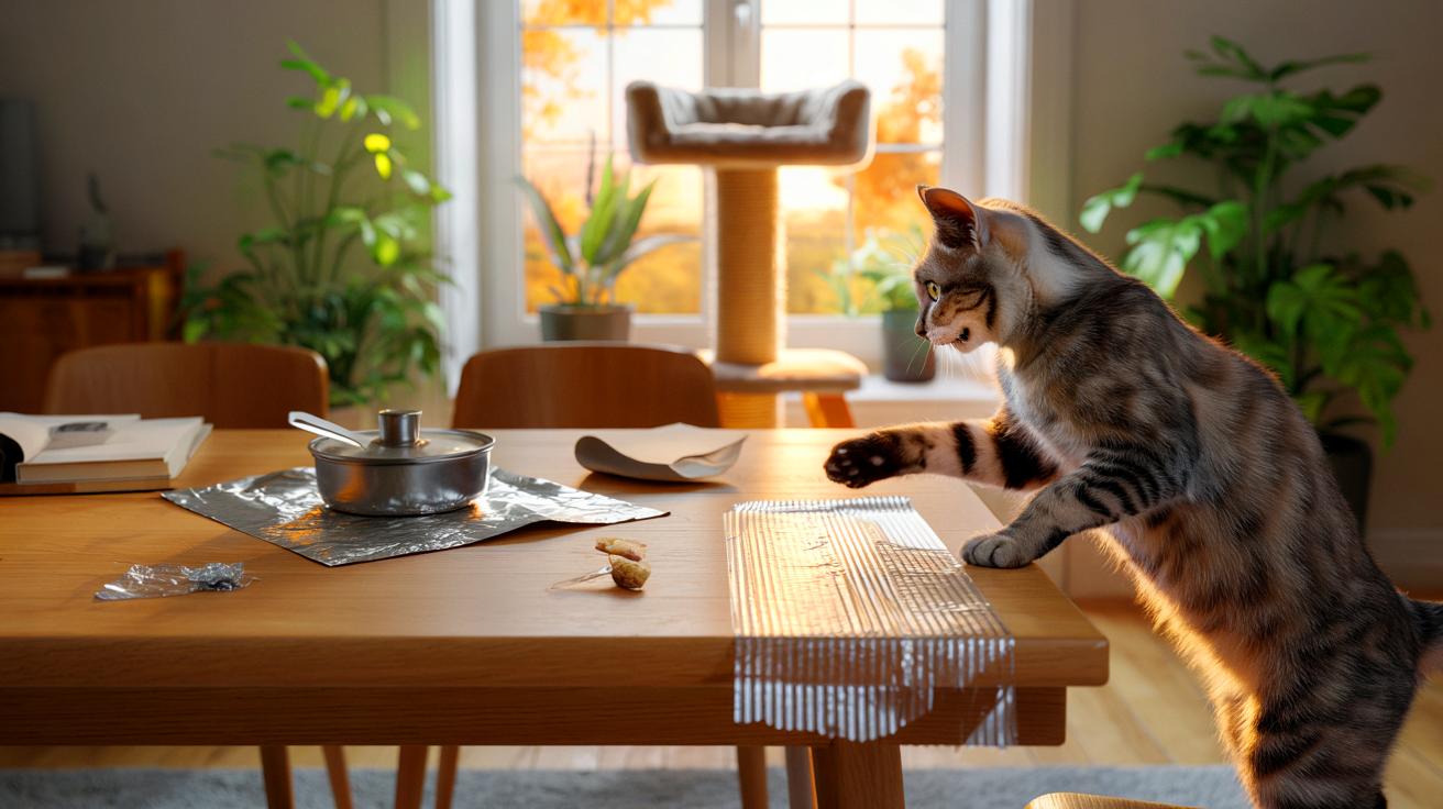 Stop aux chats acrobates : ce ruban double-face et une astuce de surface instable qui rendent la table beaucoup moins tentante en 2025