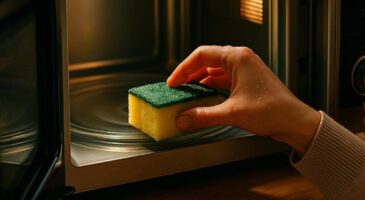 Ce geste simple réduit 60% des bactéries sur votre éponge : l&rsquo;astuce micro-ondes à connaître absolument !