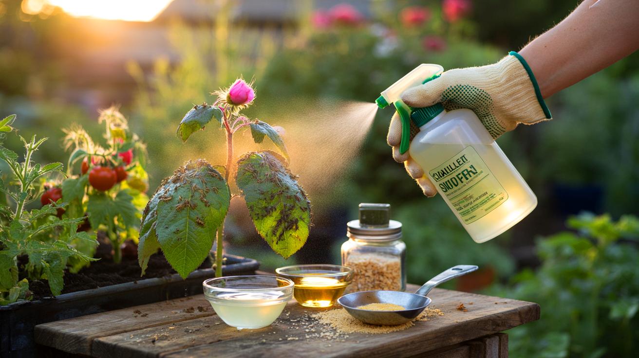 Voici la recette de grand-mère à 2 ingrédients contre les pucerons: huile et savon, un spray maison dosé à 15 ml pour 1 litre