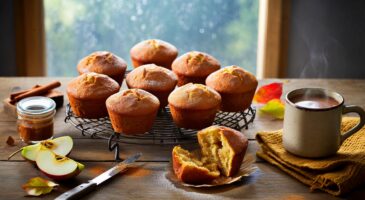 Voici la recette de muffins pomme-cannelle, moelleux à 180 °c en 25 minutes, pour 8 pièces: le goûter pluvieux qui réchauffe la maison