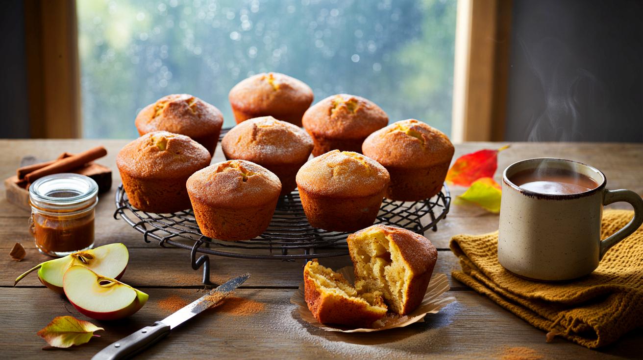 Voici la recette de muffins pomme-cannelle, moelleux à 180 °c en 25 minutes, pour 8 pièces: le goûter pluvieux qui réchauffe la maison