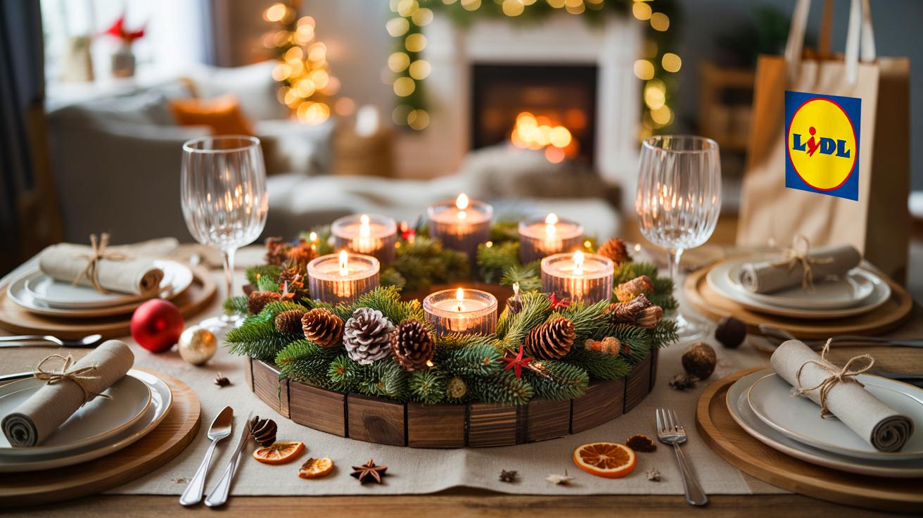 Voici l&rsquo;accessoire LIDL à 5,99 € qui sublime la table de fêtes: cette couronne de l’avent en bois 28 cm fait parler les décorateurs