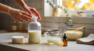 Voici le démaquillant au riz en 3 gestes, un lait maison de 150 ml qui chouchoute les peaux sensibles et remplace des flacons plastiques en automne 2025
