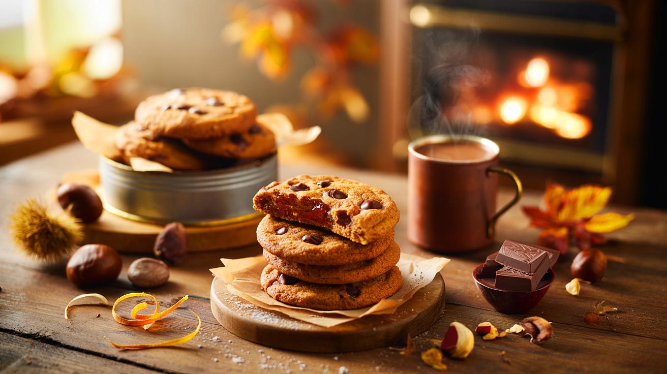 Voici le goûter parfumé de l’automne: ces biscuits croquants à la farine de châtaigne et pépites de chocolat, prêts en 15 minutes à 170 °C