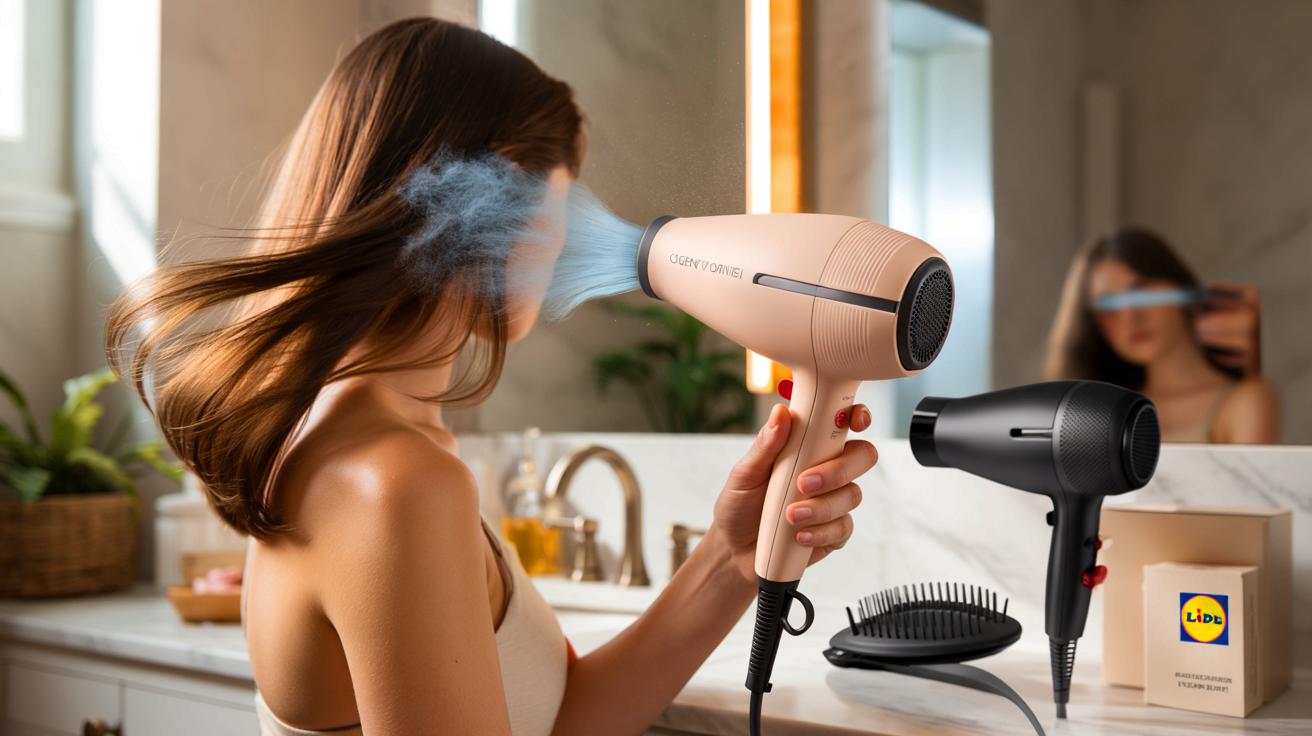 Voici le sèche-cheveux ionique Lidl à environ 12 €: 2 200 W, trois températures et un effet plus lisse qui intrigue les coiffeurs
