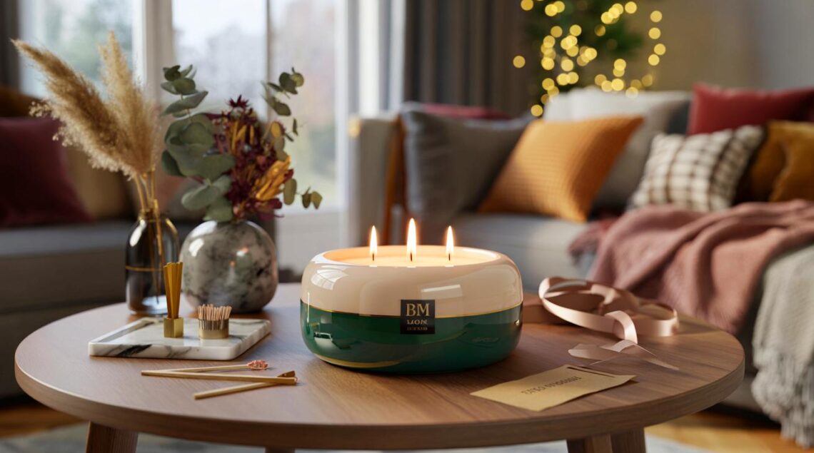 Ce bon plan déco chez B and M, une bougie bicolore en porcelaine à 9,99 €, semble bien plus chère en novembre 2025
