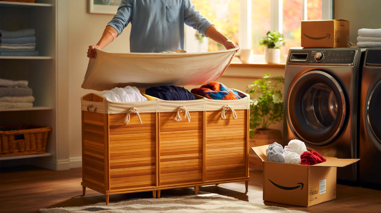 Ce panier à linge 3 compartiments de 150 l en promo chez Amazon séduit les familles en novembre 2025 (et range tout)