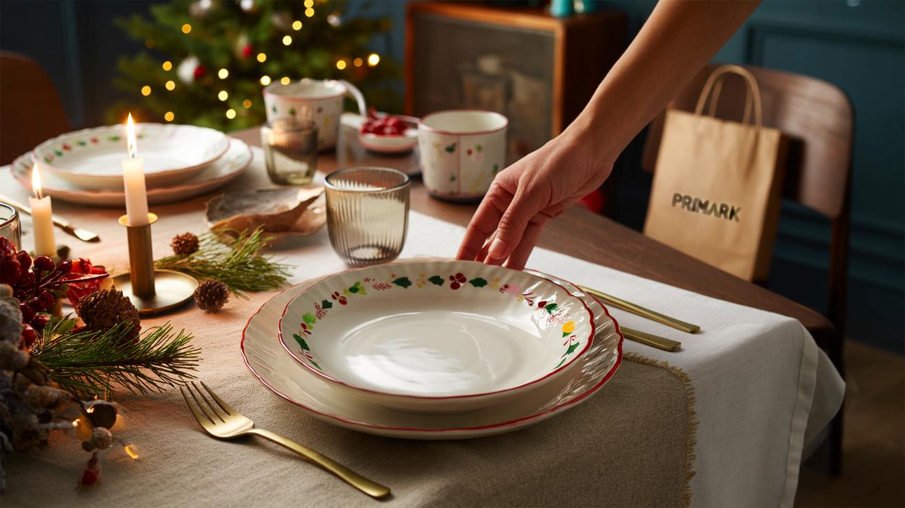 Ce service de table Primark fait parler avant Noël 2025, la vaisselle de Noël à bord festonné qui affole les rayons à 7 euros