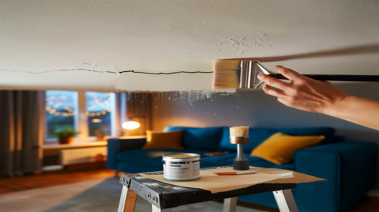 Fissure au plafond en novembre 2025, voici l’astuce discrète qui l’efface en quelques minutes sans repeindre toute la pièce