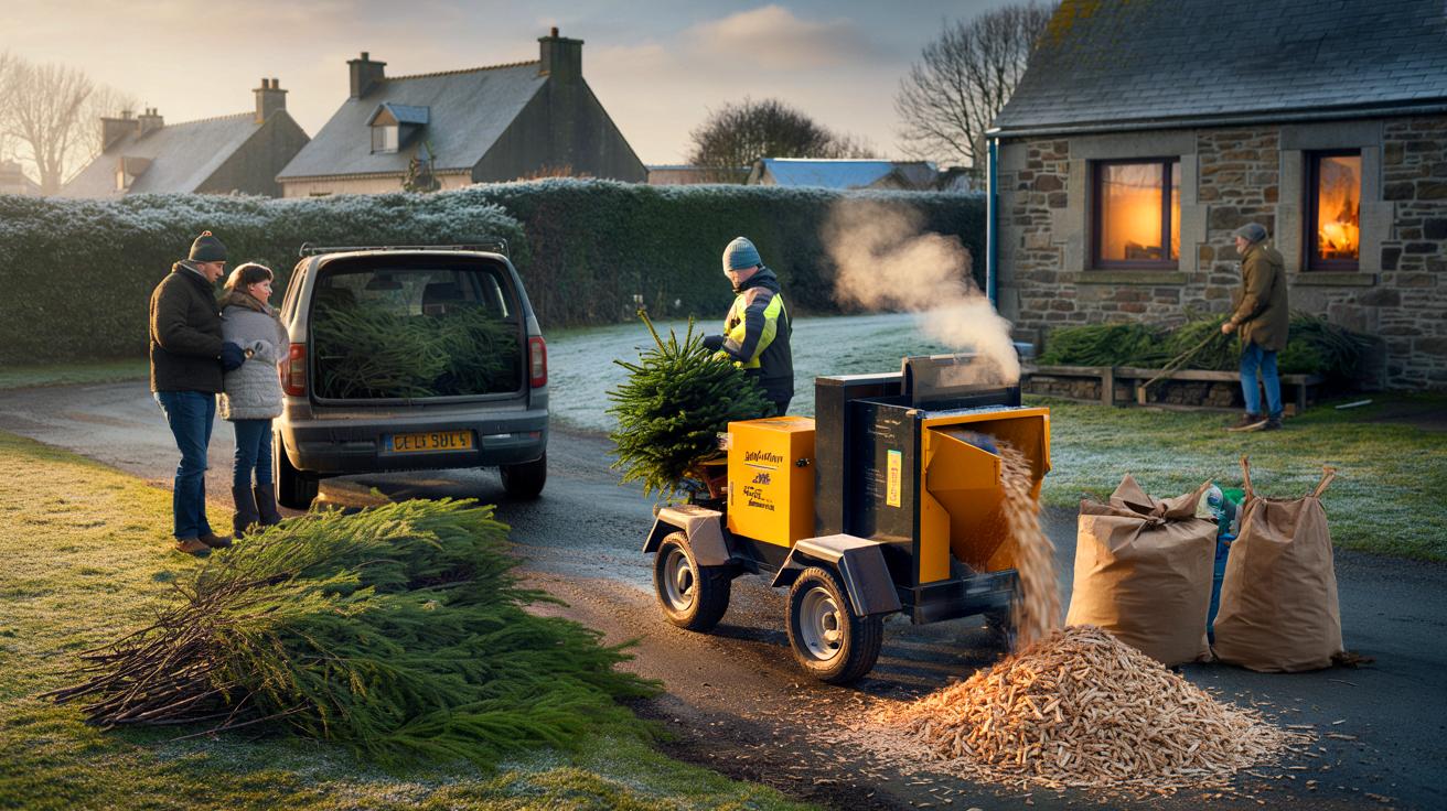 Voici comment un village des Côtes-d’Armor transforme les sapins de Noël en pellets en 2025 pour alléger la facture