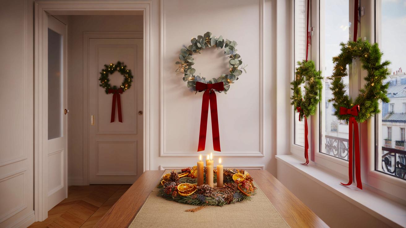 Voici en 2025 la tendance qui intrigue les foyers français pour Noël, les couronnes de Noël plus malines que le sapin dans les petits espaces